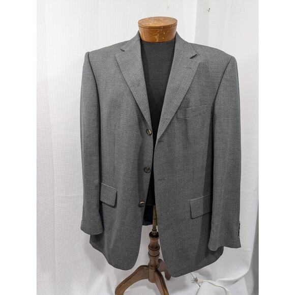 OSCAR DE LA RENTA! BLACK & DOVE GRAY WOOL MICRO PLAID JACKET, SPORT COAT! SZ 42R - Picture 3 of 10